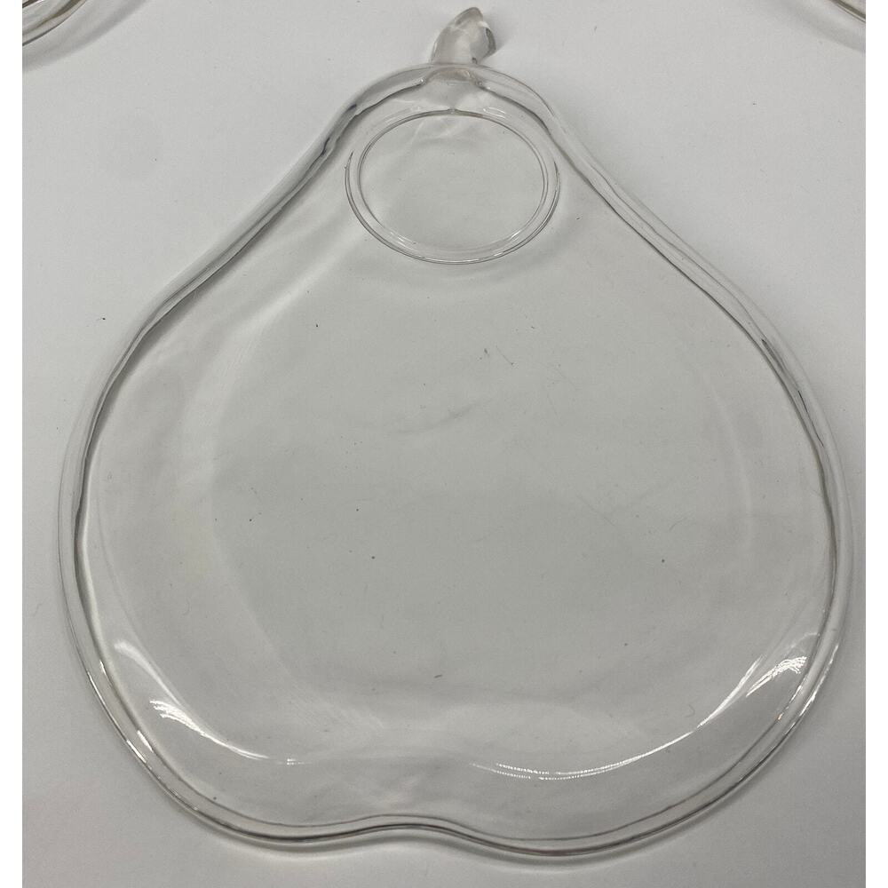 4 Set Vintage Lovely Glass Pear Shaped Snack Plates sandwich plate 8" x 6 3/4". - Picture 3 of 4